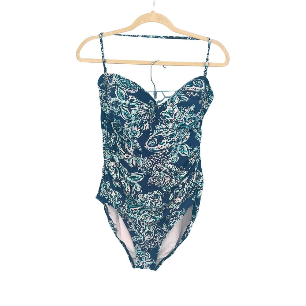 LAUREN Ralph Lauren Blue Paisley One-Piece Swimsuit Size 16